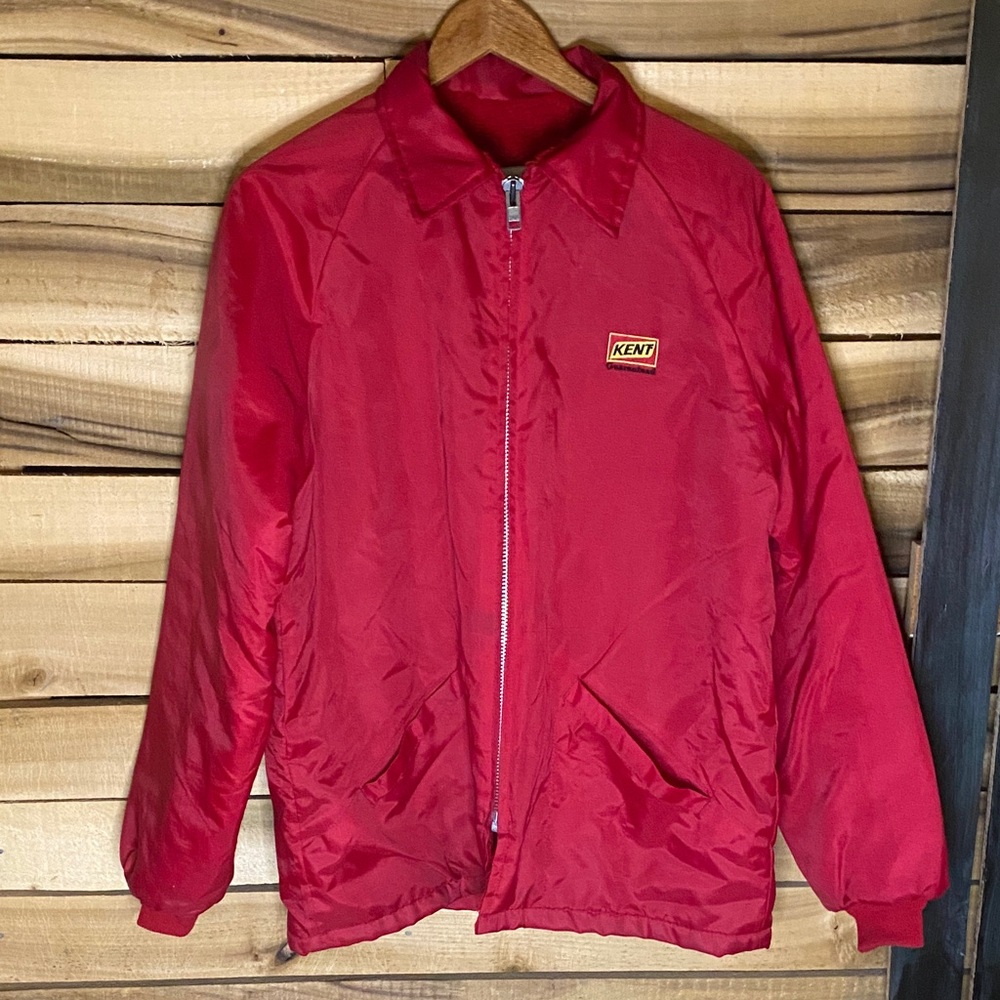 Vintage Swingster Kent Feeds Red Men's fleece lined bomber Jacket large USA